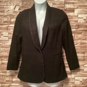 Vintage Halston heritage Chic Black Blazer with Silver Trim M